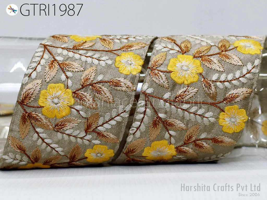 9 Yard Embroidery Fabric 75mm Trims Indian Laces Sari Border Embroidered Ribbon Decorative Sewing Craft Saree Dresses Trimmings Home Decor