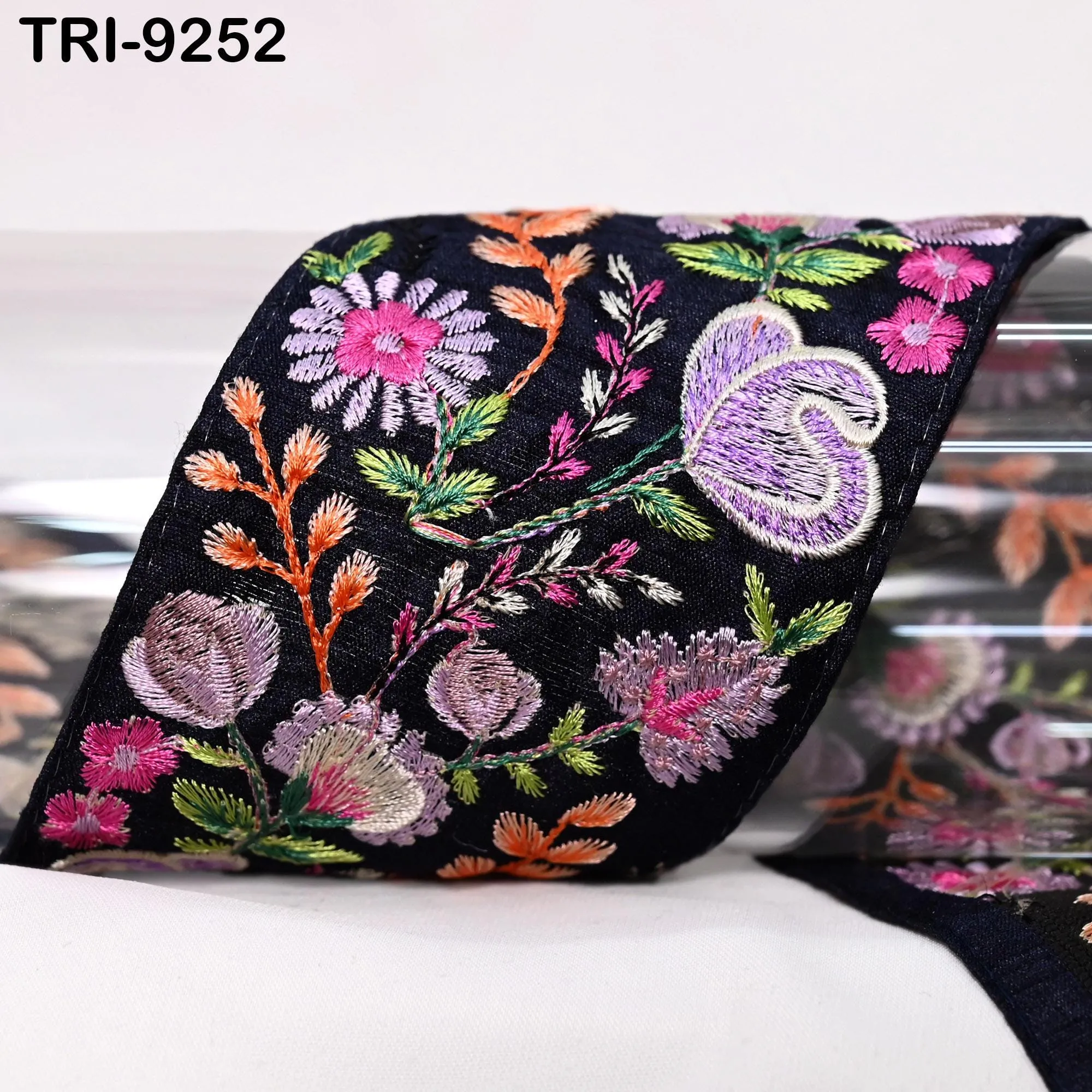 9 Yard Embroidery Ribbon 8cm Indian Embroidered Fabric Trim Laces Sari Border Sewing Regency Reticules, Victorian Handbags  DIY Crafting