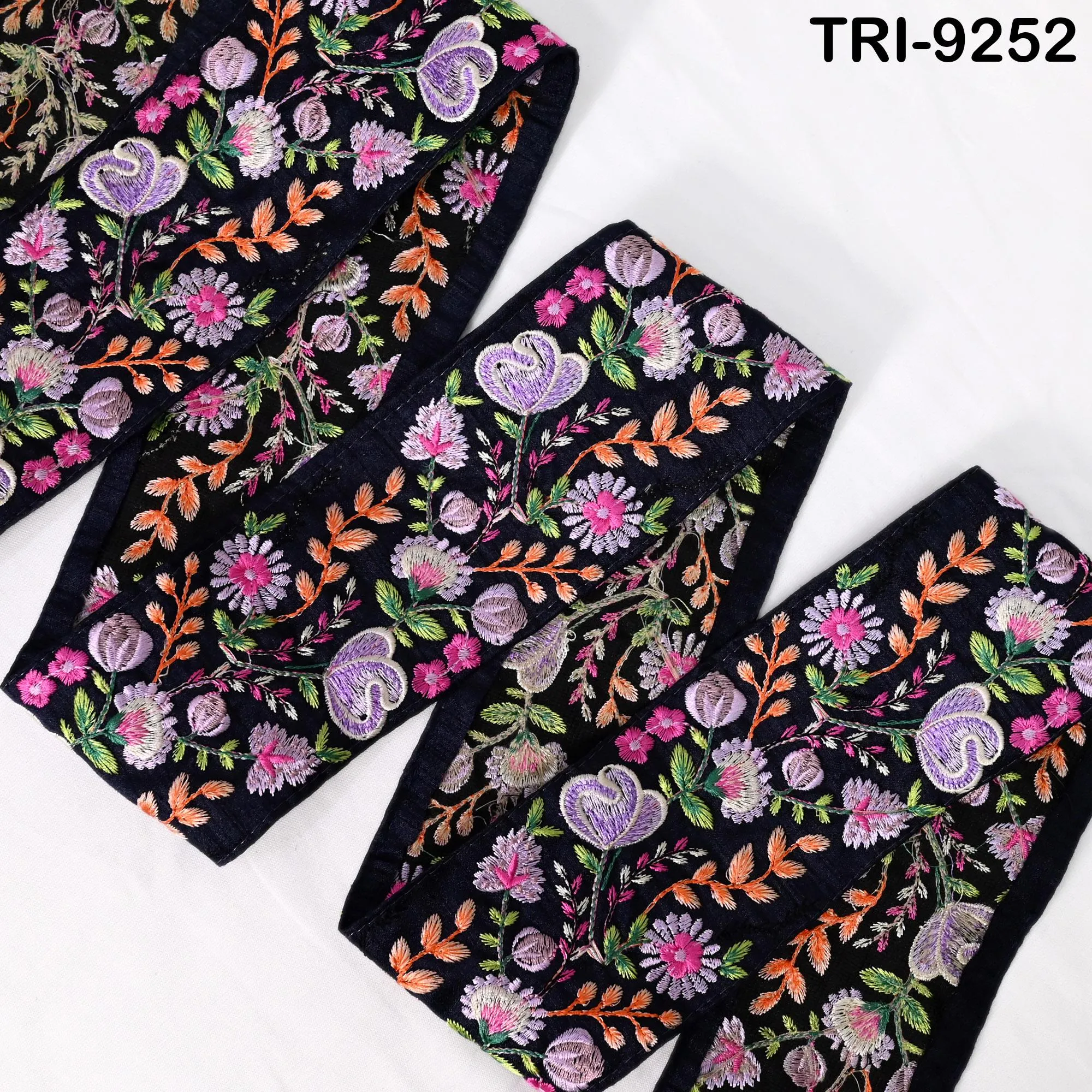 9 Yard Embroidery Ribbon 8cm Indian Embroidered Fabric Trim Laces Sari Border Sewing Regency Reticules, Victorian Handbags  DIY Crafting