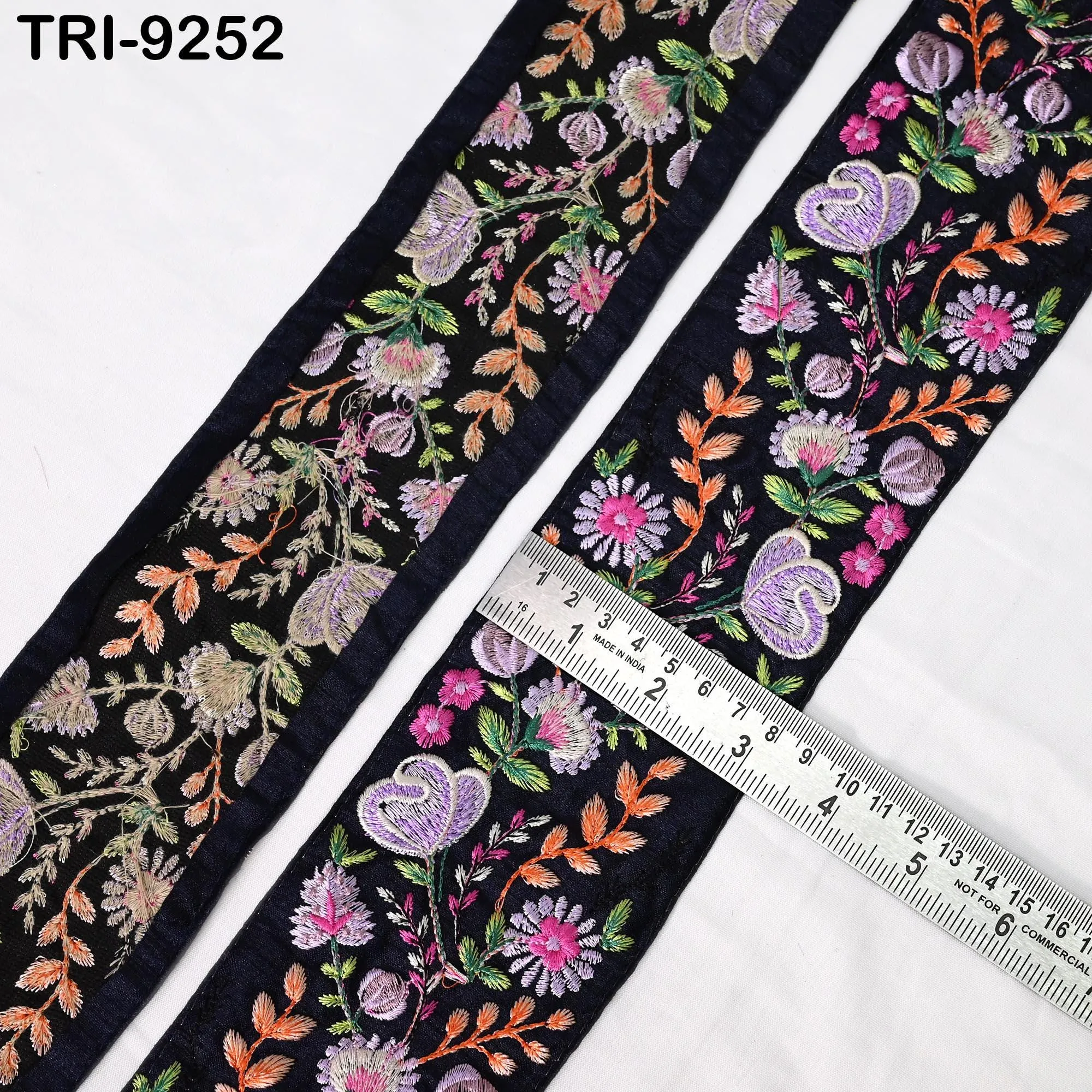 9 Yard Embroidery Ribbon 8cm Indian Embroidered Fabric Trim Laces Sari Border Sewing Regency Reticules, Victorian Handbags  DIY Crafting