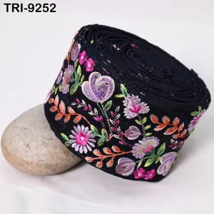9 Yard Embroidery Ribbon 8cm Indian Embroidered Fabric Trim Laces Sari Border Sewing Regency Reticules, Victorian Handbags  DIY Crafting