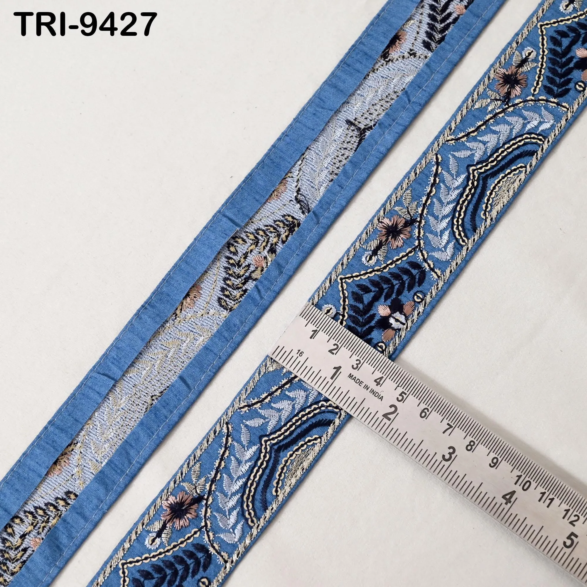 9 Yard Embroidery Trim Fabric 35mm Embellishment Sari Ribbon Sewing DIY Crafting Border Indian Embroidered Trimming Cushion Laces Home Decor