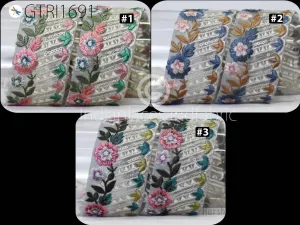 9 Yard Floral 58 mm Indian Sari Border Embellishments Embroidery Trim Dress Embroidered Saree Ribbon Home Décor Sewing Crafting Trim Curtain