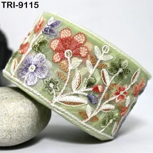 9 Yard Floral Embroidery Ribbon 65mm for Kids DIY Crafting Sewing Costumes Beach Tote Bags, Hats Lampshades Holiday Decor Indian Embroidered