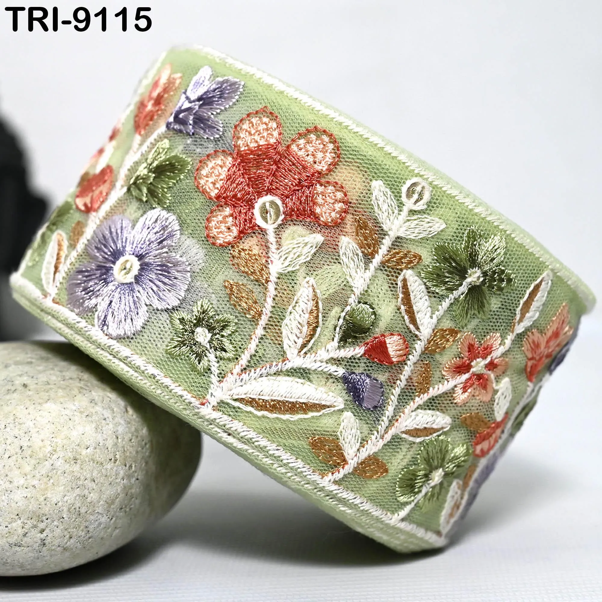 9 Yard Floral Embroidery Ribbon 65mm for Kids DIY Crafting Sewing Costumes Beach Tote Bags, Hats Lampshades Holiday Decor Indian Embroidered