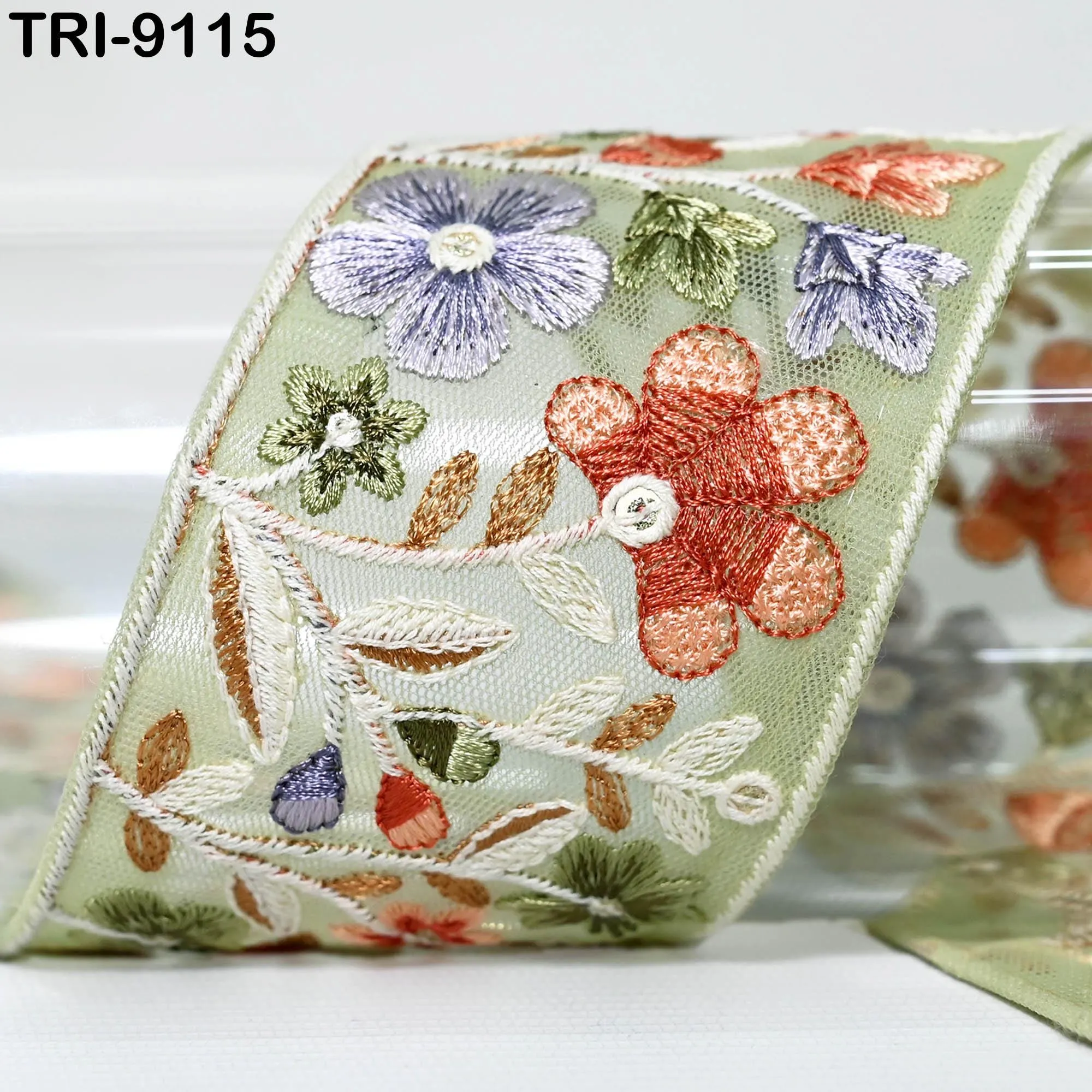 9 Yard Floral Embroidery Ribbon 65mm for Kids DIY Crafting Sewing Costumes Beach Tote Bags, Hats Lampshades Holiday Decor Indian Embroidered