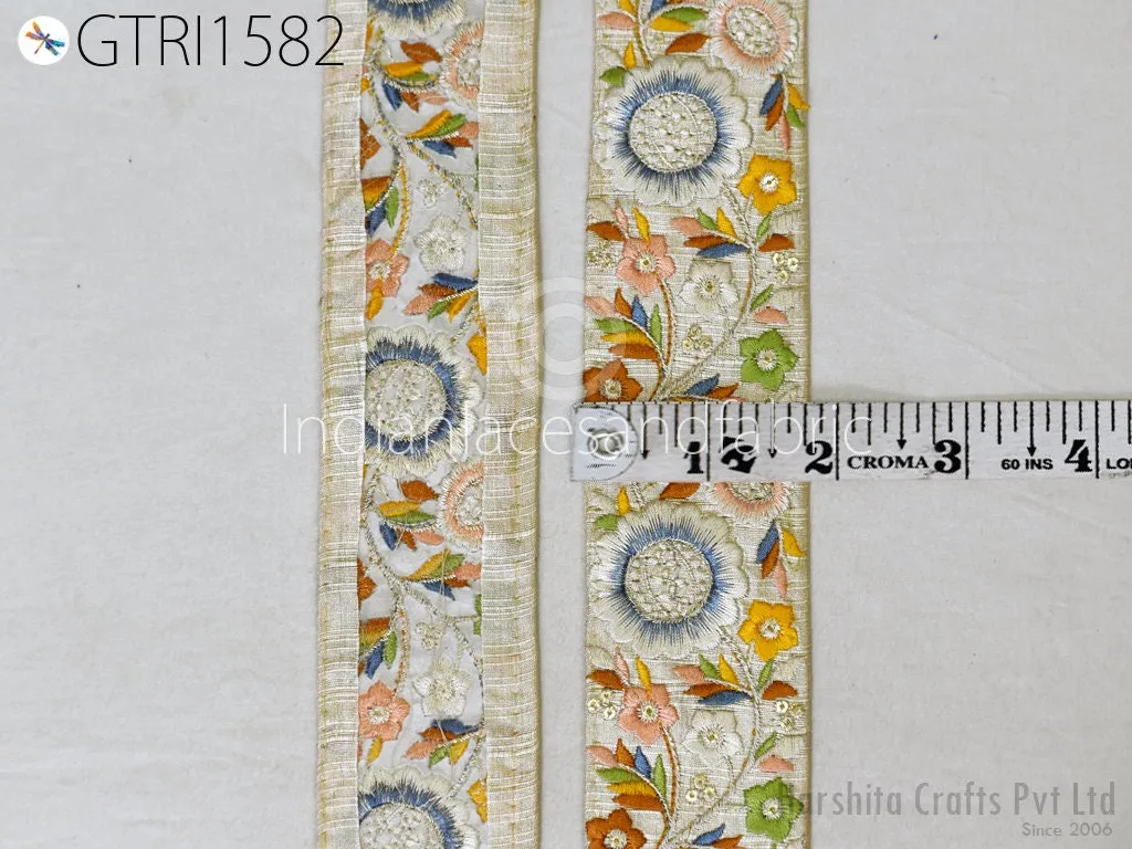 9 Yard Indian 50 mm Trim Sari Border Decor Crafting Sewing Embroidered Decorative Costumes Cushion Curtain Home Decor Trimmings Headband