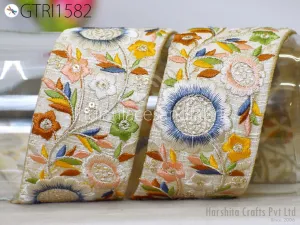 9 Yard Indian 50 mm Trim Sari Border Decor Crafting Sewing Embroidered Decorative Costumes Cushion Curtain Home Decor Trimmings Headband