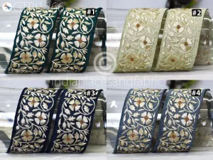 9 Yard Indian 5cm Embroidered Fabric Trim Embellishment Saree Ribbon Sewing Crafting Embroidery Border Wedding Dress Trimmings Cushion Cover