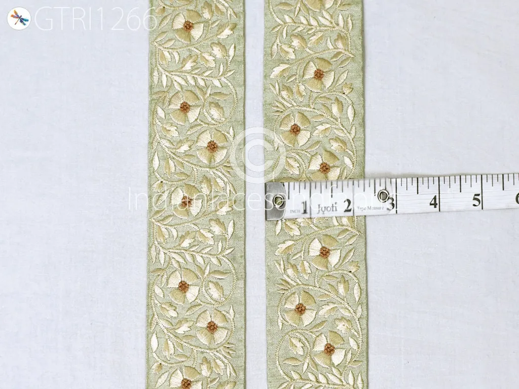 9 Yard Indian 5cm Embroidered Fabric Trim Embellishment Saree Ribbon Sewing Crafting Embroidery Border Wedding Dress Trimmings Cushion Cover