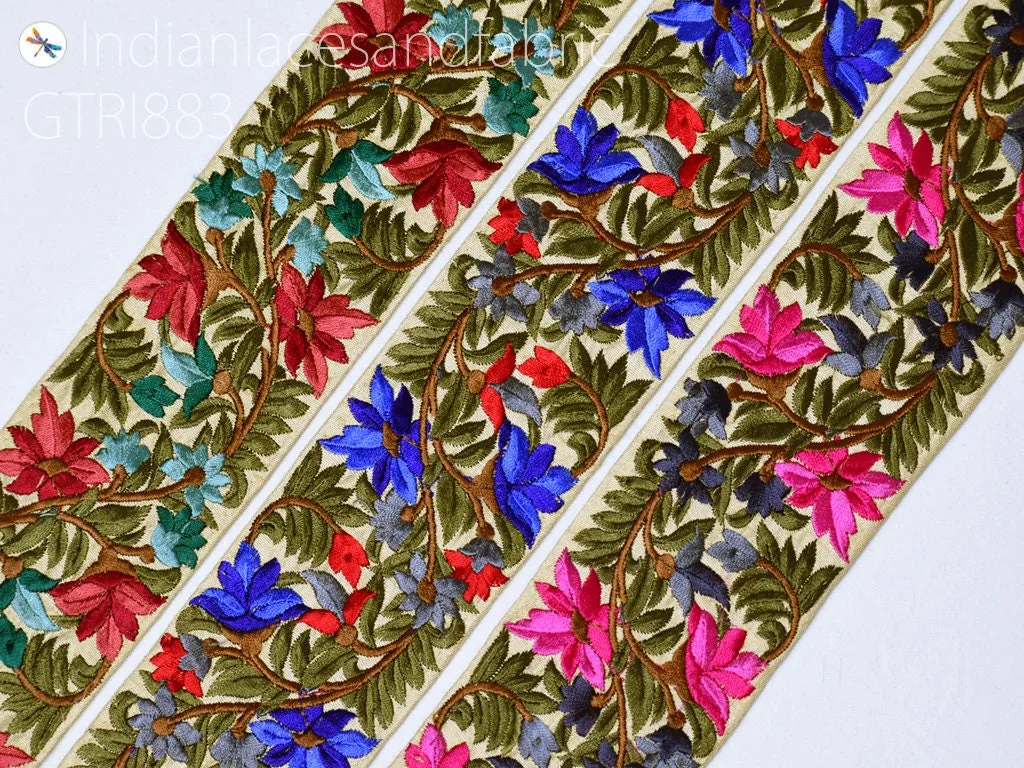 9 Yard Indian 65mm Embroidered Fabric Trim DIY Crafting Decorative Lace Sari Border Saree Ribbon Sewing Curtain Cushion Home Decor Accessory
