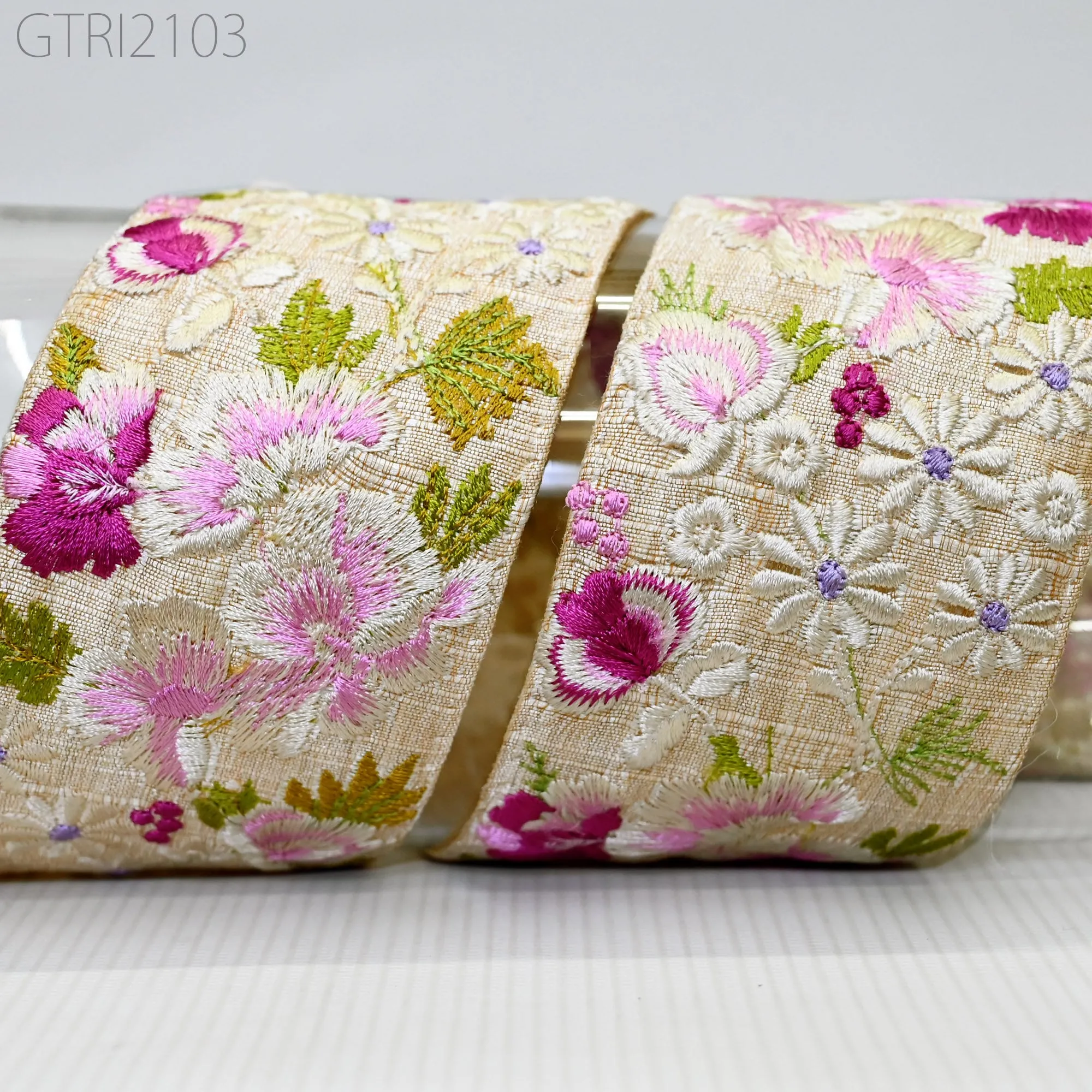 9 Yard Indian 65MM Embroidery Sari Trim Embroidered Wedding lehenga Border Saree Cushions Cover Sewing Crafting  Curtains Headbands Ribbon