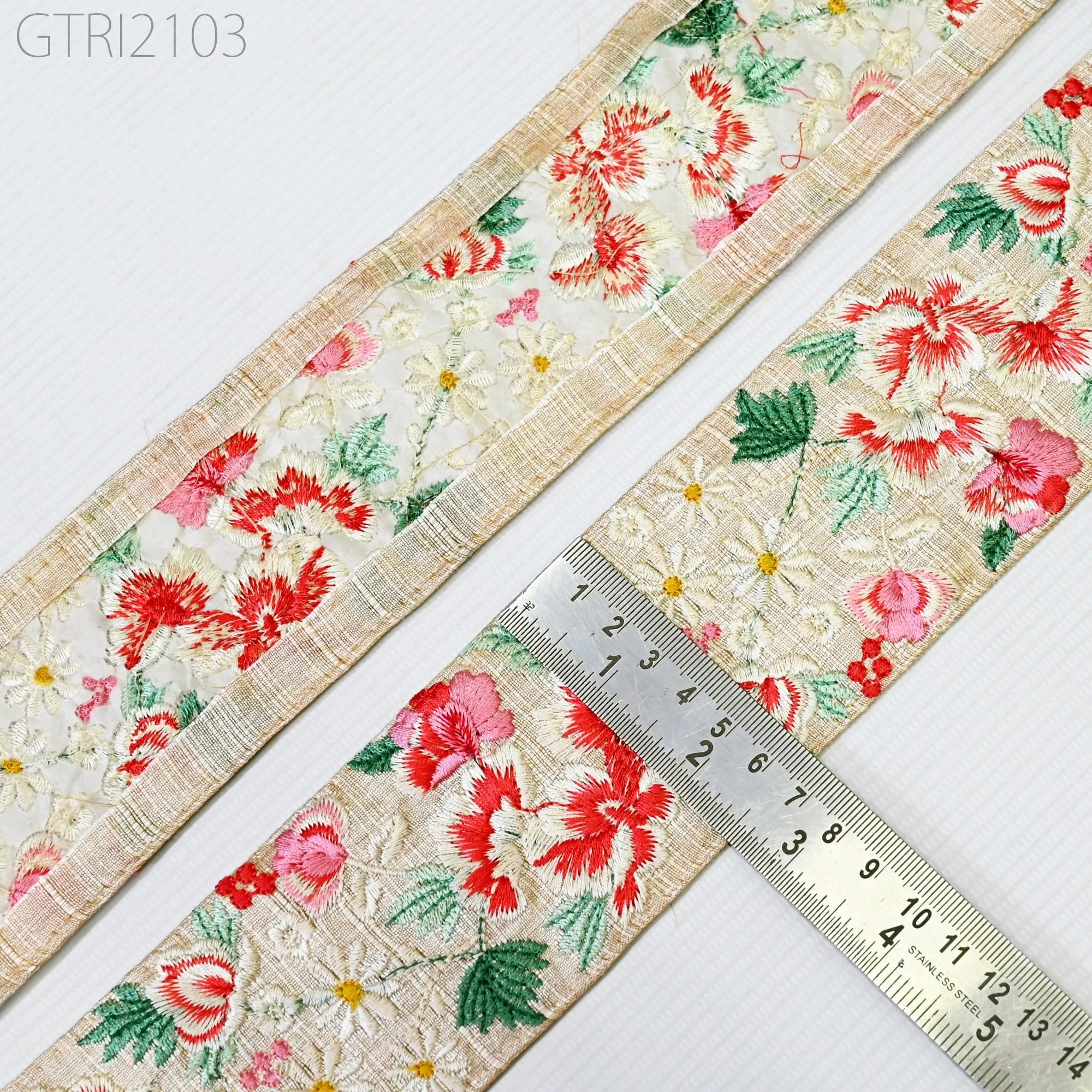 9 Yard Indian 65MM Embroidery Sari Trim Embroidered Wedding lehenga Border Saree Cushions Cover Sewing Crafting  Curtains Headbands Ribbon