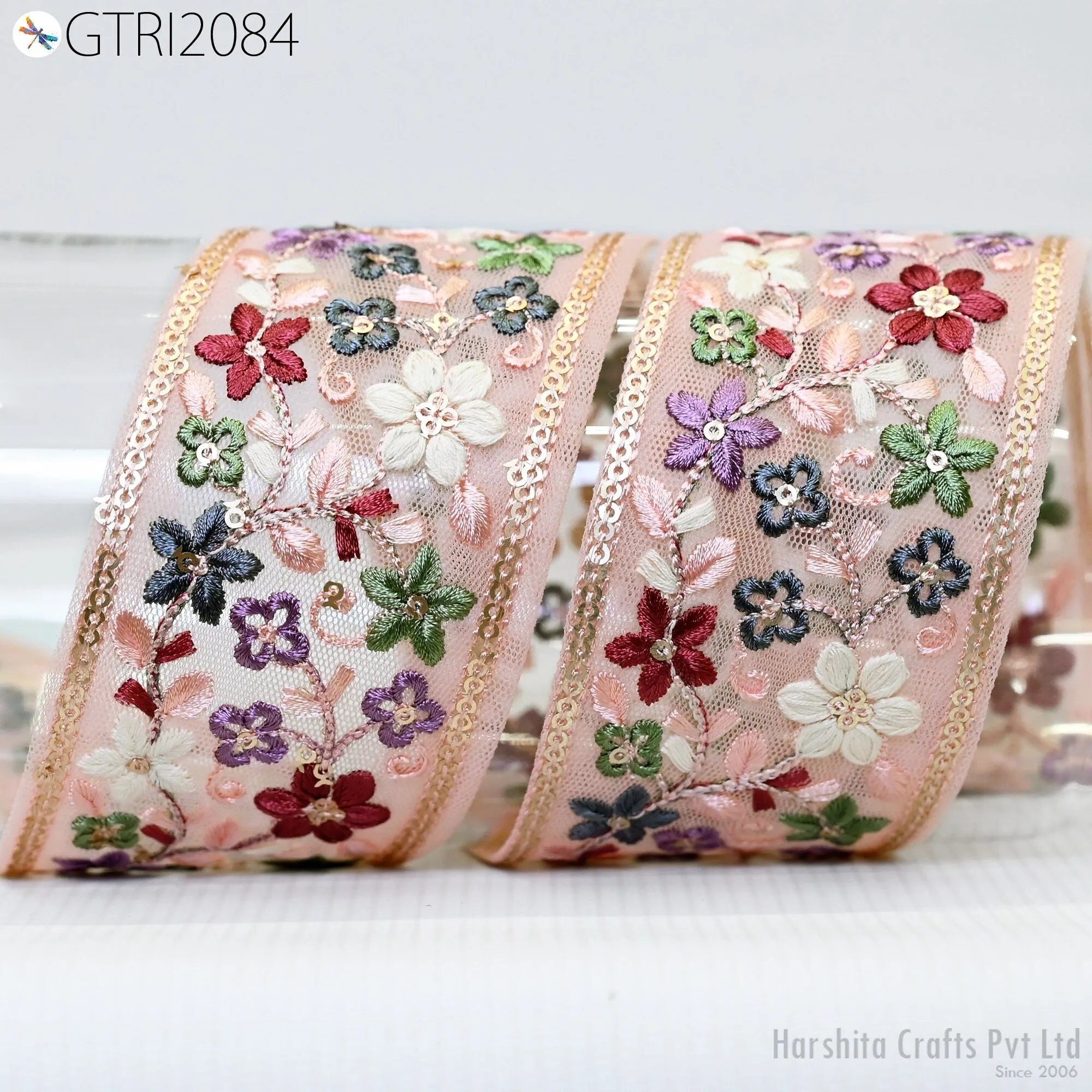 9 Yard Indian 6cm Decor Embroidery Fabric Dress Trim Embellishments DIY Crafting Sewing Saree Indian Sari Border Embroidered Ribbons Tapes