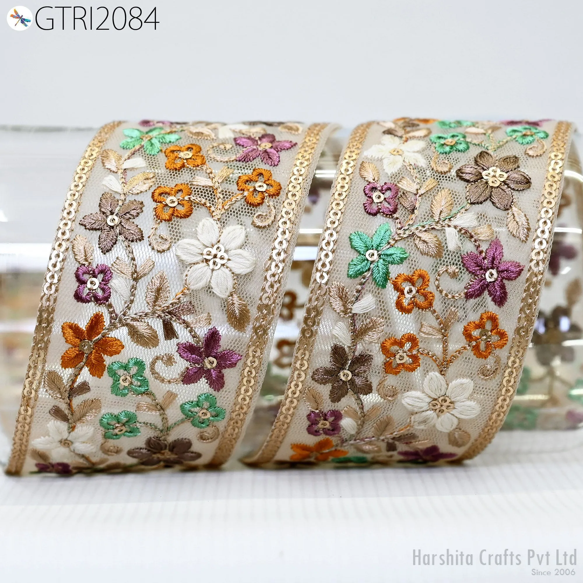 9 Yard Indian 6cm Decor Embroidery Fabric Dress Trim Embellishments DIY Crafting Sewing Saree Indian Sari Border Embroidered Ribbons Tapes