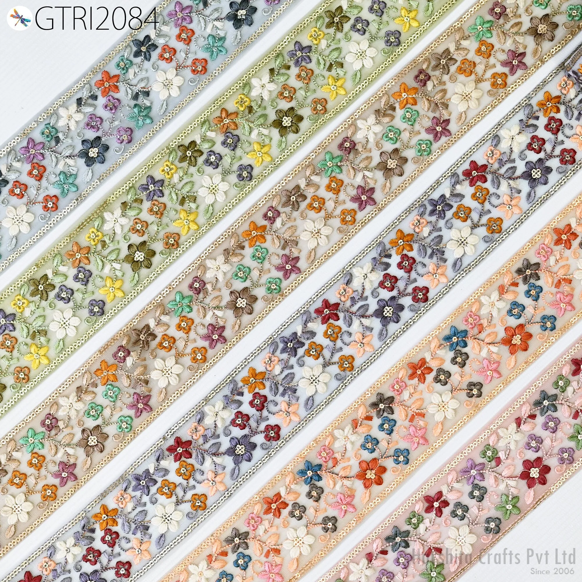 9 Yard Indian 6cm Decor Embroidery Fabric Dress Trim Embellishments DIY Crafting Sewing Saree Indian Sari Border Embroidered Ribbons Tapes