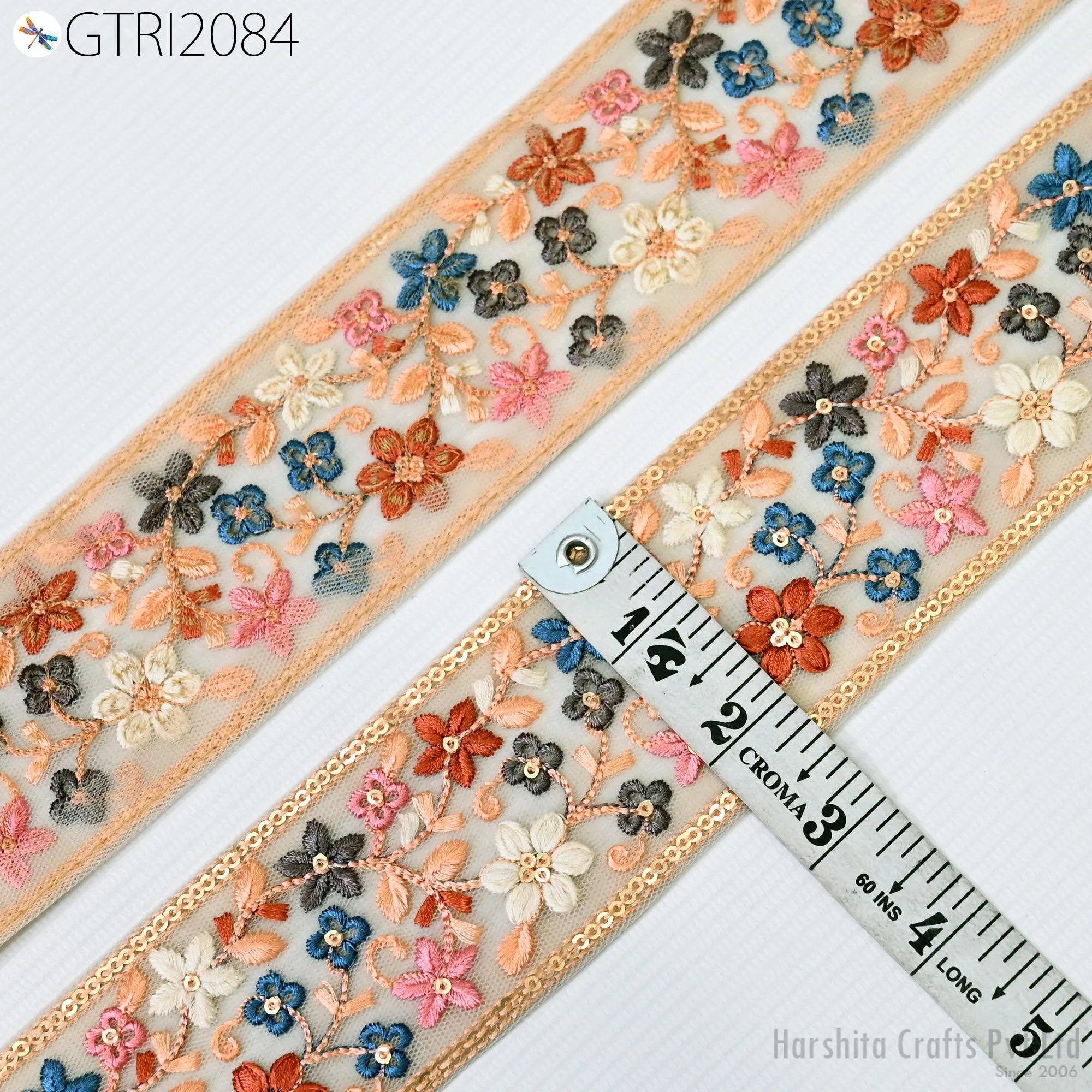9 Yard Indian 6cm Decor Embroidery Fabric Dress Trim Embellishments DIY Crafting Sewing Saree Indian Sari Border Embroidered Ribbons Tapes