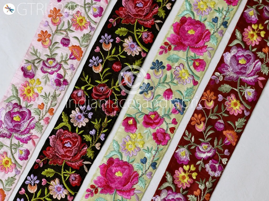 9 Yard Indian 6cm Embroidered Trim Drapery Embellishments Hats Bag Saree Trimming Decorative Ribbon Crafting Sewing Sari Borders Home Decor
