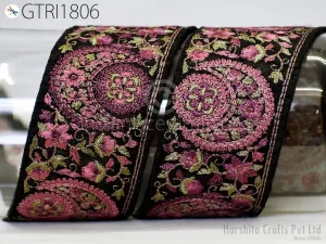 9 Yard Indian Embroidery 5cm Sari Trim Embroidered Wedding lehenga Border Saree Cushions Cover Sewing Crafting  Curtains Headbands Ribbon