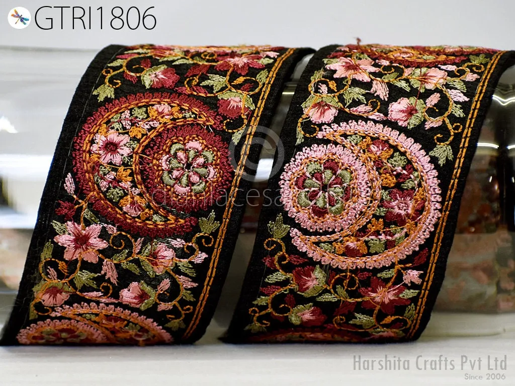 9 Yard Indian Embroidery 5cm Sari Trim Embroidered Wedding lehenga Border Saree Cushions Cover Sewing Crafting  Curtains Headbands Ribbon