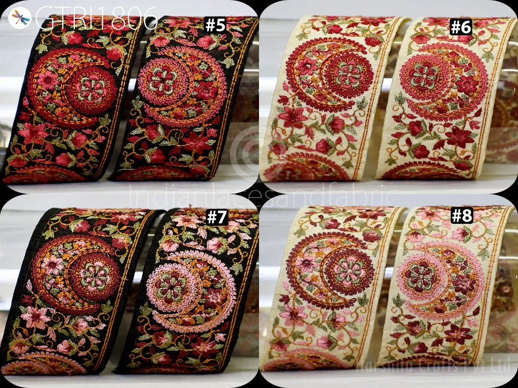 9 Yard Indian Embroidery 5cm Sari Trim Embroidered Wedding lehenga Border Saree Cushions Cover Sewing Crafting  Curtains Headbands Ribbon