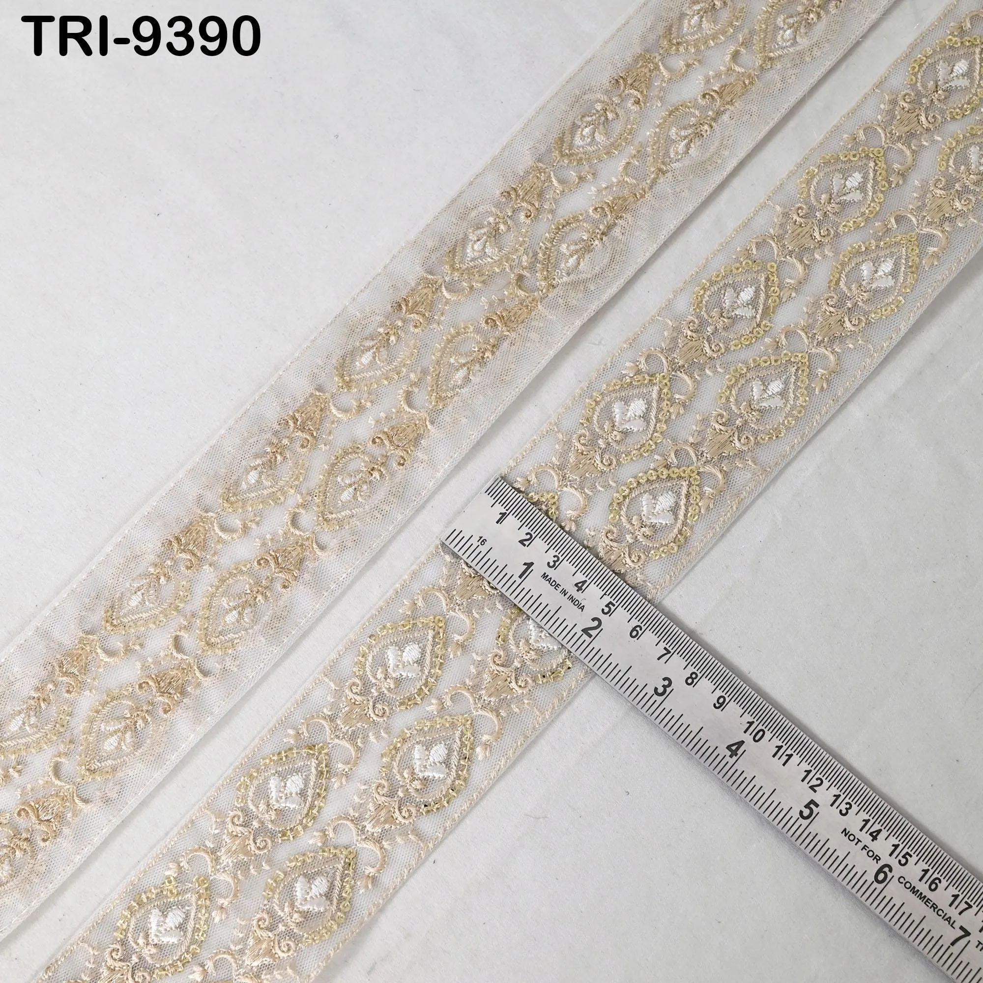 9 Yard Indian Embroidery Ribbons Embroidered Net Fabric Trims 6cm Embellishments DIY Crafting Sewing Sari Border Costumes Wedding Dresses