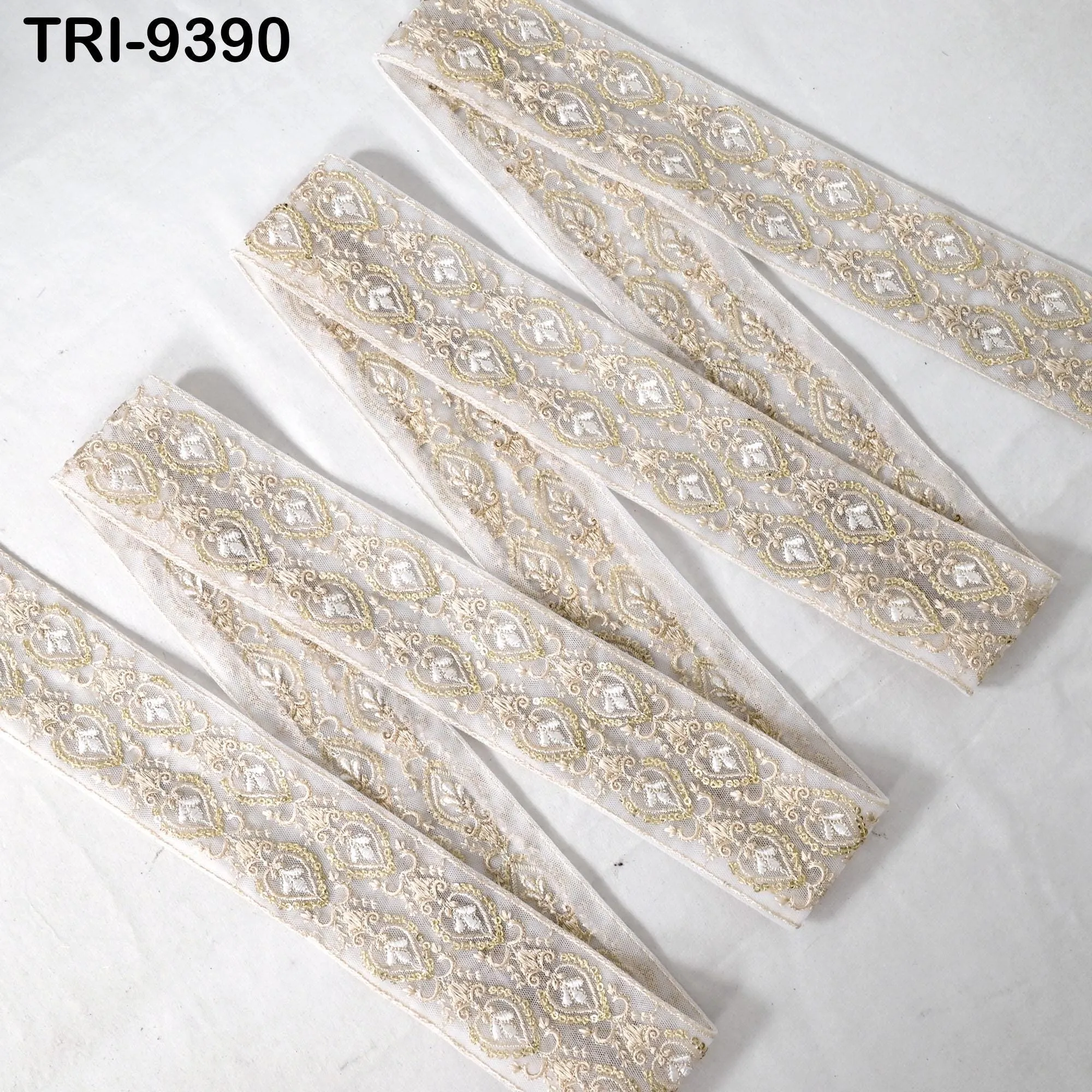 9 Yard Indian Embroidery Ribbons Embroidered Net Fabric Trims 6cm Embellishments DIY Crafting Sewing Sari Border Costumes Wedding Dresses