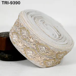 9 Yard Indian Embroidery Ribbons Embroidered Net Fabric Trims 6cm Embellishments DIY Crafting Sewing Sari Border Costumes Wedding Dresses