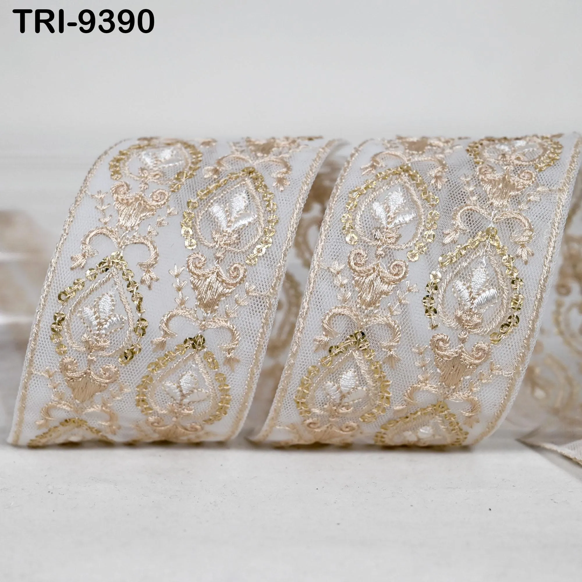 9 Yard Indian Embroidery Ribbons Embroidered Net Fabric Trims 6cm Embellishments DIY Crafting Sewing Sari Border Costumes Wedding Dresses