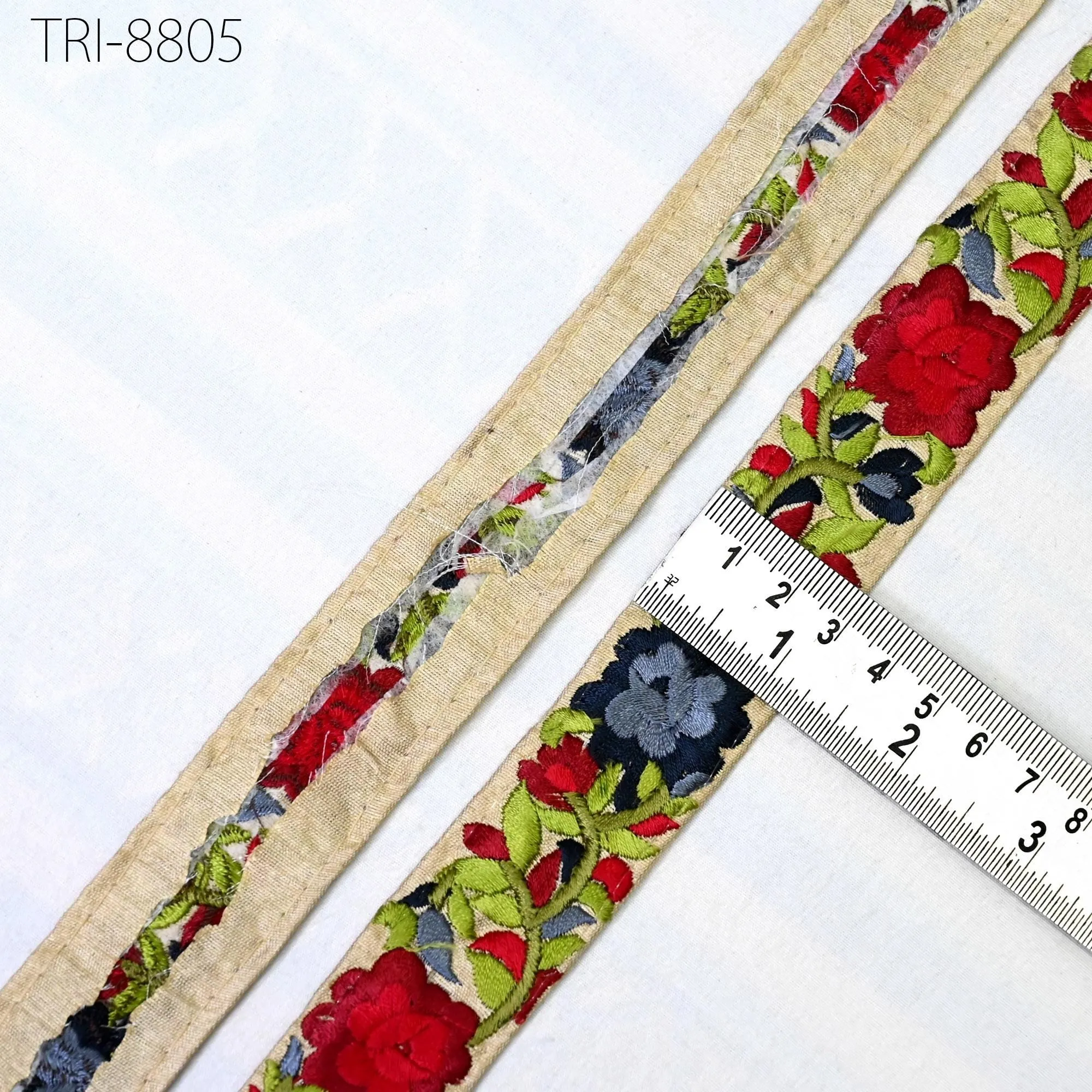9 Yard Indian Red 30mm Embroidery Ribbon Tapes Embroidered Fabric Trim Sari Border Gift Wrapping Lace Embellishment DIY Sewing Crafting