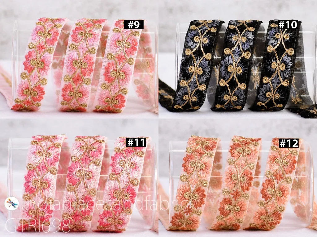9 Yard Indian Sari Border 25 mm Embellishment Sewing DIY Crafting Cushions Lace Home Decor Embroidered Embroidery Gift Wrapping Ribbon