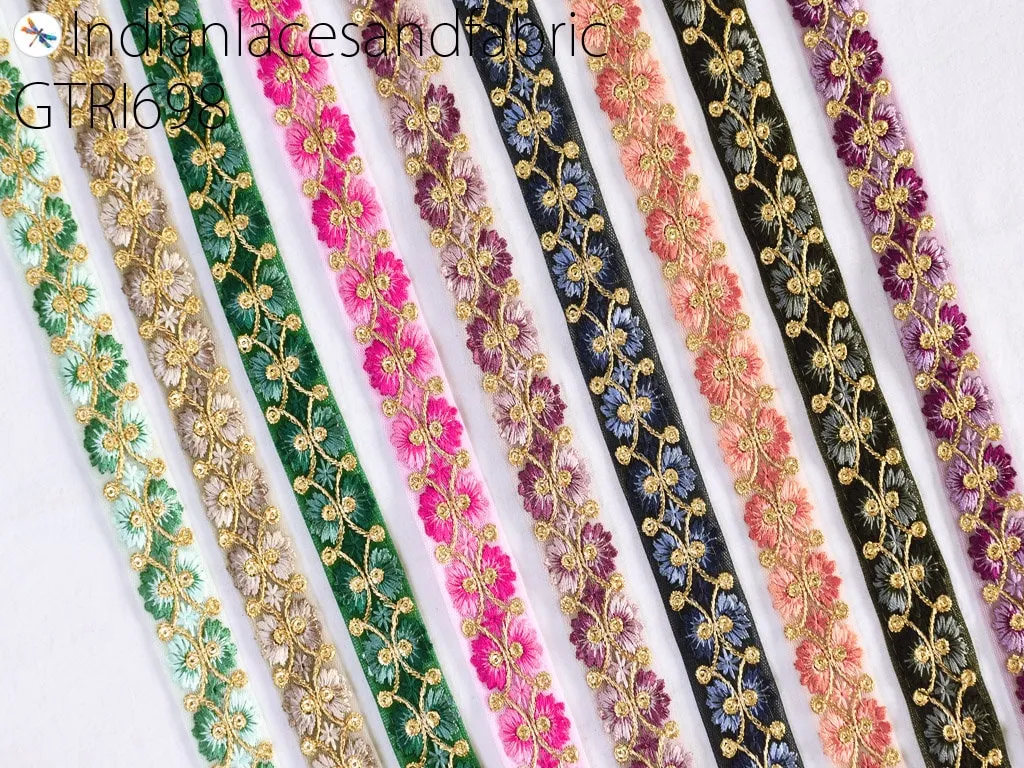 9 Yard Indian Sari Border 25 mm Embellishment Sewing DIY Crafting Cushions Lace Home Decor Embroidered Embroidery Gift Wrapping Ribbon