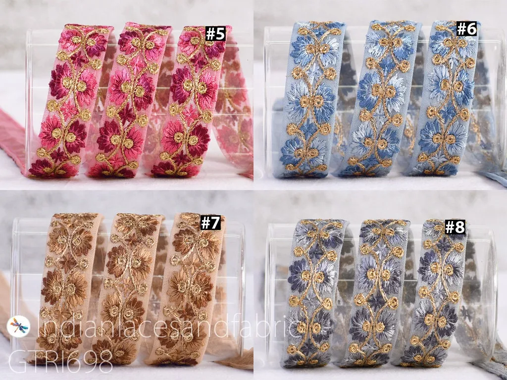 9 Yard Indian Sari Border 25 mm Embellishment Sewing DIY Crafting Cushions Lace Home Decor Embroidered Embroidery Gift Wrapping Ribbon