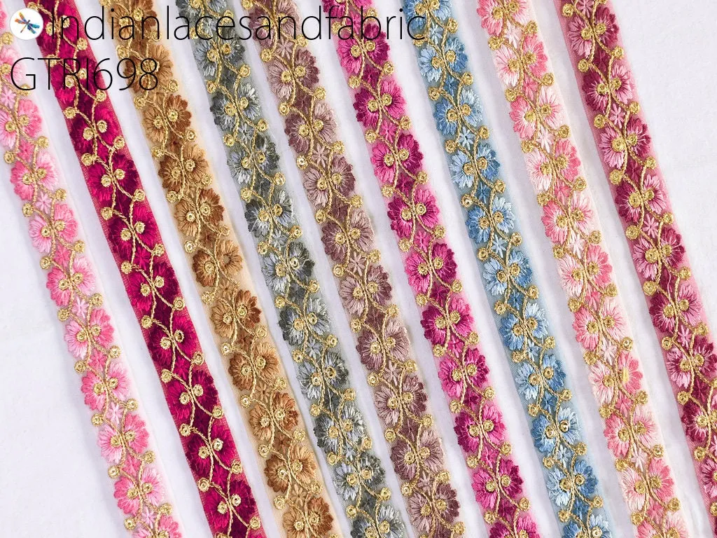 9 Yard Indian Sari Border 25 mm Embellishment Sewing DIY Crafting Cushions Lace Home Decor Embroidered Embroidery Gift Wrapping Ribbon