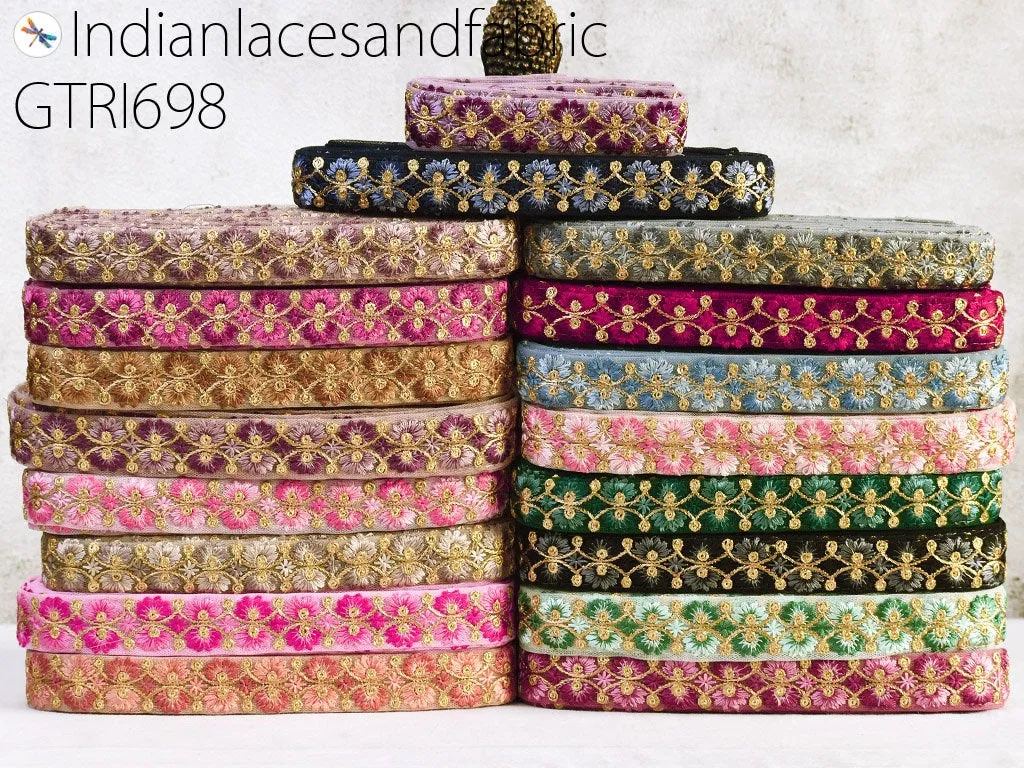 9 Yard Indian Sari Border 25 mm Embellishment Sewing DIY Crafting Cushions Lace Home Decor Embroidered Embroidery Gift Wrapping Ribbon