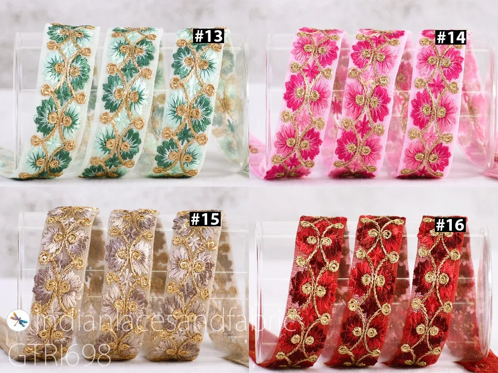 9 Yard Indian Sari Border 25 mm Embellishment Sewing DIY Crafting Cushions Lace Home Decor Embroidered Embroidery Gift Wrapping Ribbon