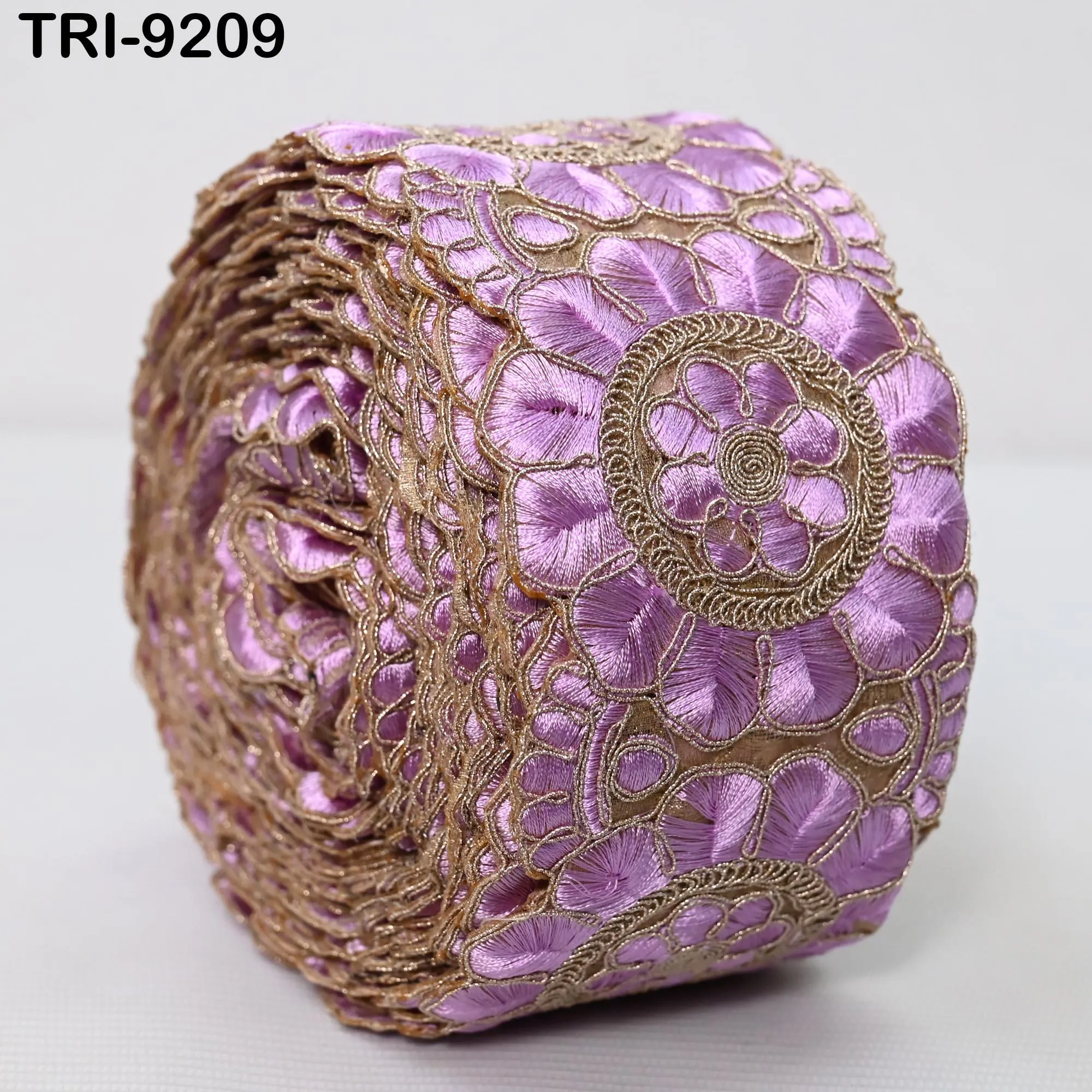 9 Yard Lilac Indian Embroidery Trim Ribbon 8cm Embroidered Wedding Sari Lehenga Border Saree  Sewing Crafting Wall Decor Curtains Headbands