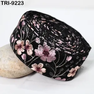 9 Yard Mauve 5cm Embroidery Sari Border Trims Tapes Embroidered Saree Ribbons Victorian Junk Journals Sewing Costumes Crafting Shoe making