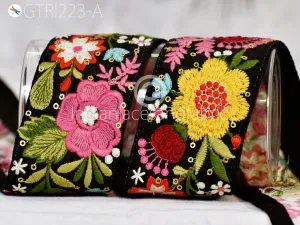 9 Yard Multi 5cm color Floral Embroidered Ribbon Sewing DIY Crafting Decorative Border Embroidery Fabric Trim Embellishment Trimmings
