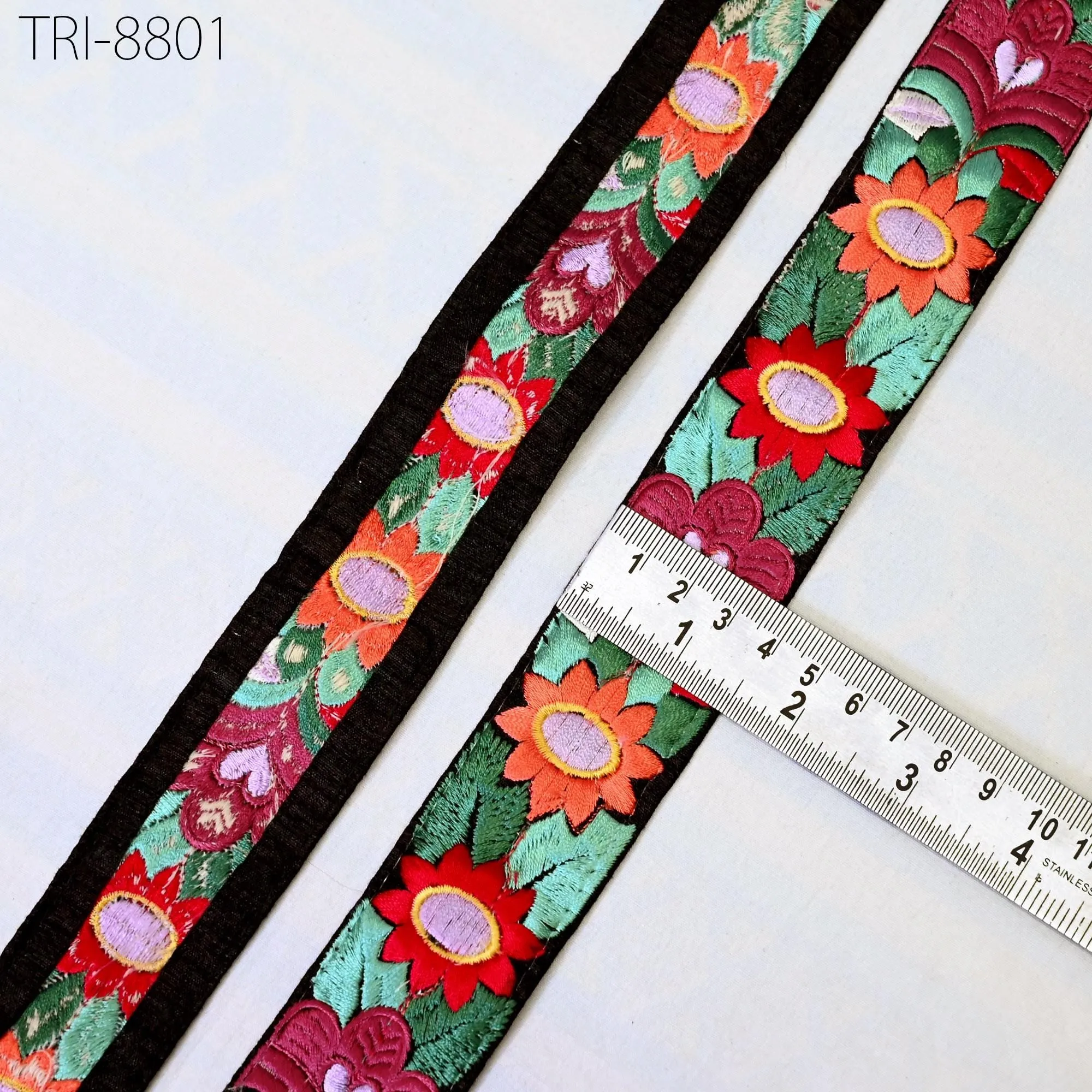 9 Yard Orange 35mm Embroidery Ribbon Border Embroidered Fabric Trims Theatrical Costume Crafting Christmas Decoration Embellishment Trimming