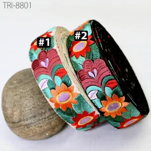 9 Yard Orange 35mm Embroidery Ribbon Border Embroidered Fabric Trims Theatrical Costume Crafting Christmas Decoration Embellishment Trimming