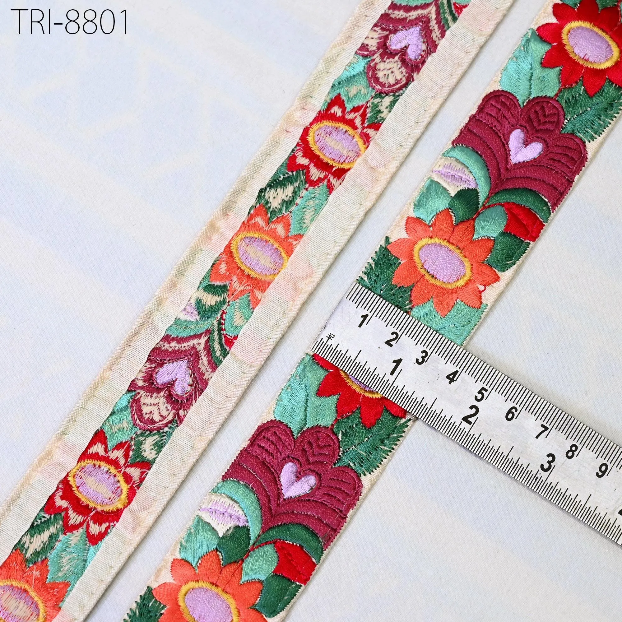 9 Yard Orange 35mm Embroidery Ribbon Border Embroidered Fabric Trims Theatrical Costume Crafting Christmas Decoration Embellishment Trimming