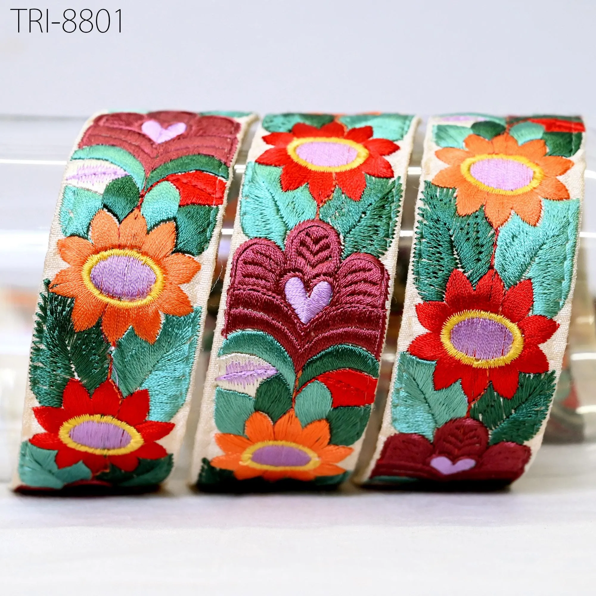 9 Yard Orange 35mm Embroidery Ribbon Border Embroidered Fabric Trims Theatrical Costume Crafting Christmas Decoration Embellishment Trimming