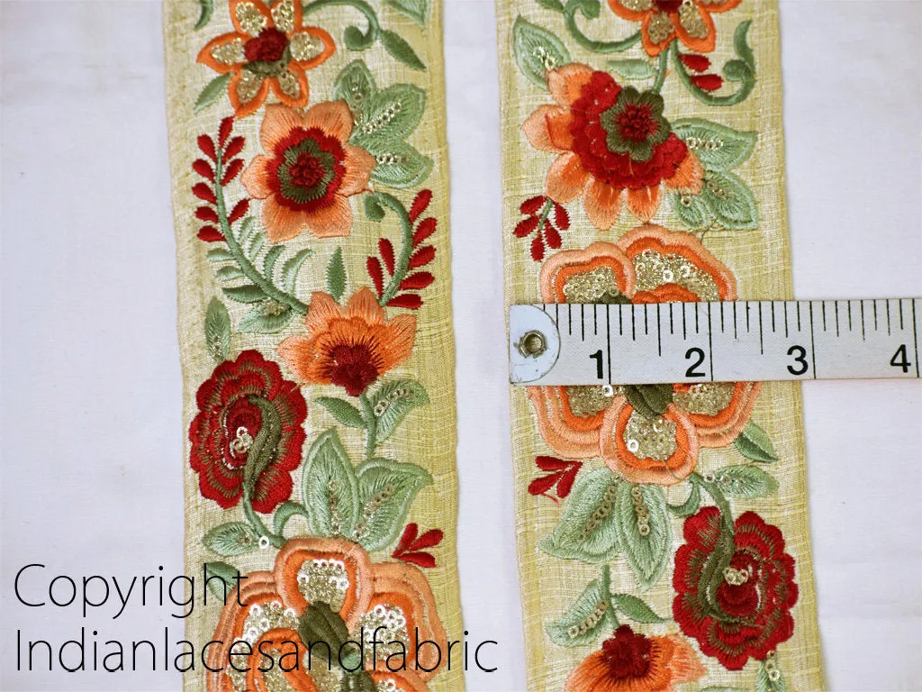 9 Yard Peach Silk 75mm Embroidery Ribbon Decorative Border Sewing Fabric Crafting Trimming Embellishments Laces For Designer Dresses