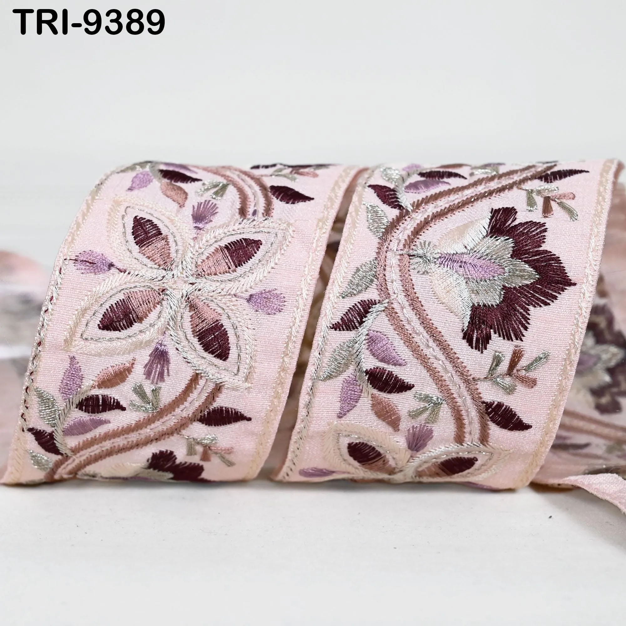 9 Yard Pink Embroidery Ribbons 6cm Indian Sari Border Embroidered Crafting Sewing Tablecloth Lampshade making Home Decor Costumes Trimming