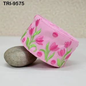 9 Yard Pink Floral Embroidery Ribbon Indian Sari Border Embroidered Crafting Junk Journals Sew Kids Theatrical Costumes Home Decor 7.62 cm