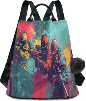 A Team Paintball Battle Backpack Purse for Women Anti Theft Travel Bag Fashion Back Pack Shoulder Bag Handbag
