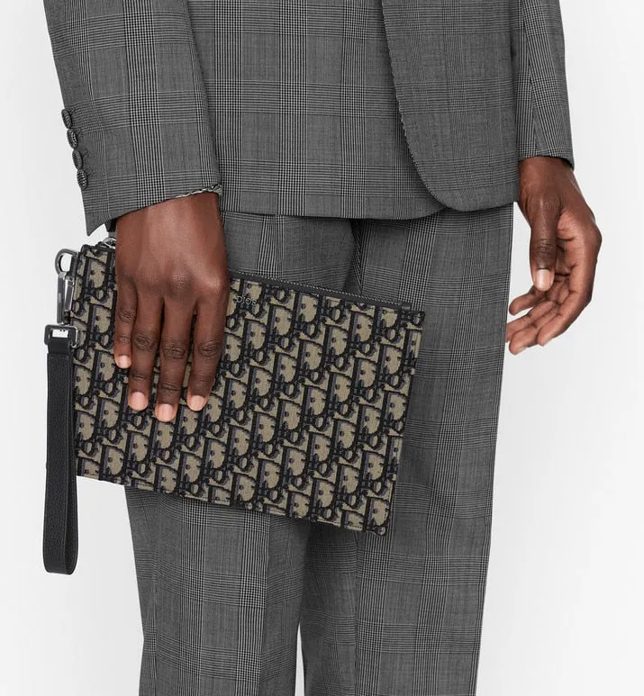 A5 Pouch • Beige and black Dior Oblique jacquard
