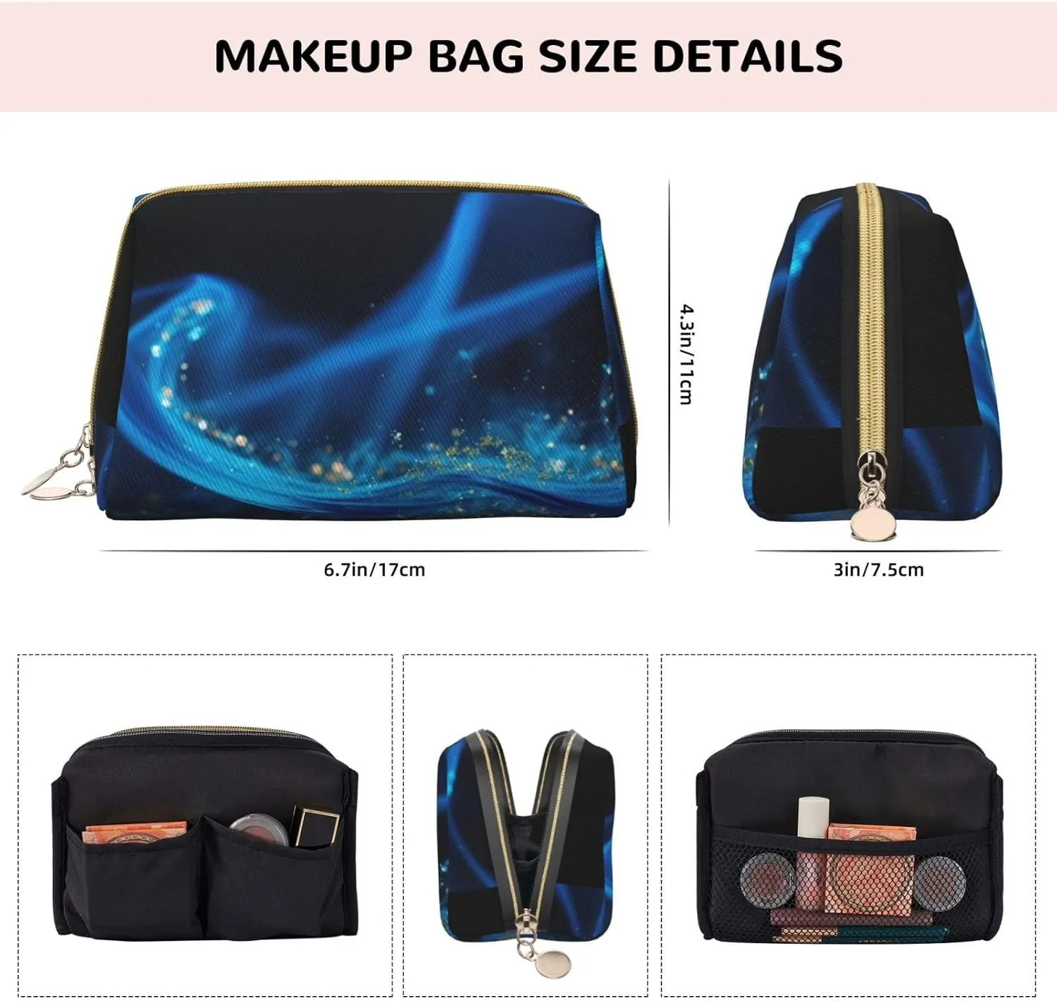 Abstract Geometric Toiletry Pouch, Travel-Friendly Makeup Organizer For Makeup Brushes, Lipsticks