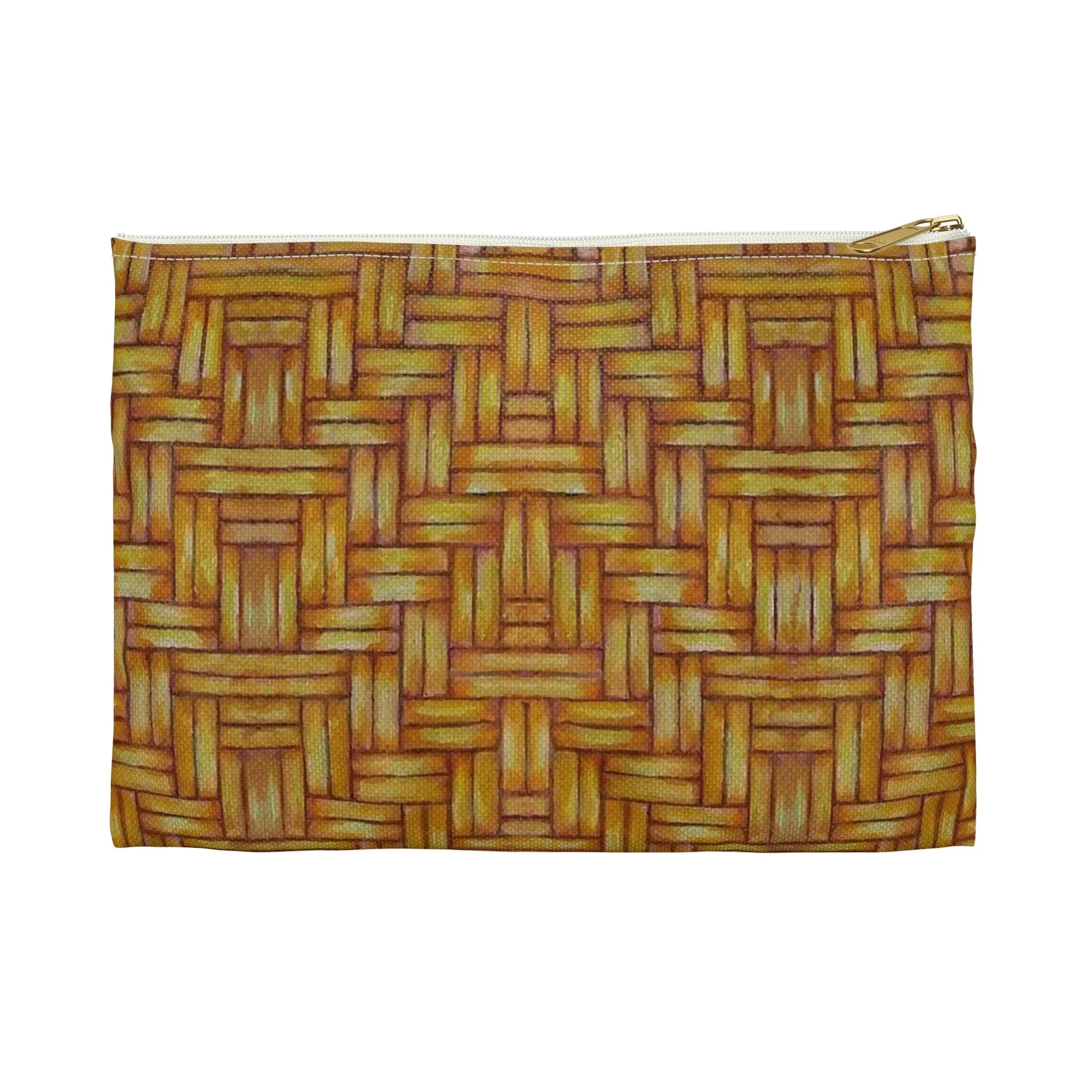 Accessory Pouch, Native American, Euchee Basketweave design, pencil case, cosmetic travel bag, flat zipper bag
